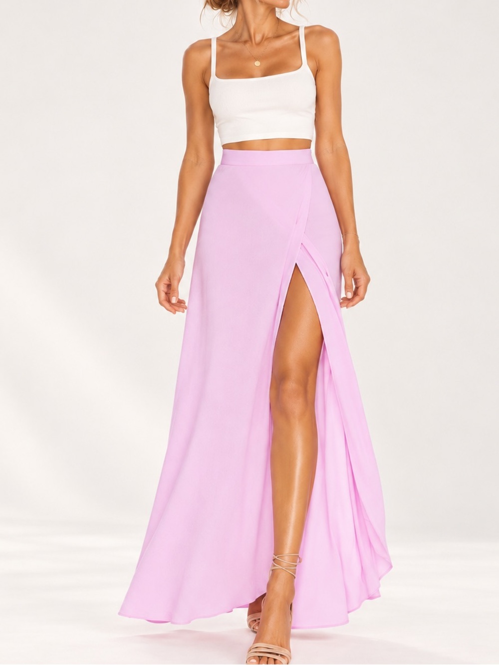 Flynn Skye Wrap It Up Maxi Skirt XS Pink Lady Lilac Wrap Slit